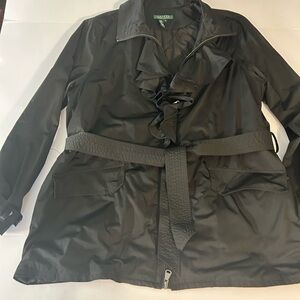 Women's LAUREN Ralph‎ Lauren Black Ruffled Coat
